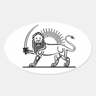 Sticker Ovale Iran Lion & Soleil (Shir-O-Khorshid)