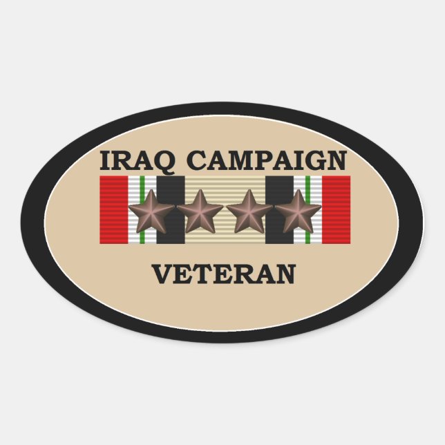 Sticker Ovale Iraq Veteran 4 ICS (Devant)