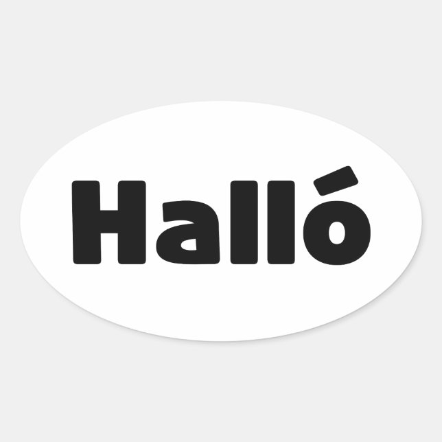Sticker Ovale Islandais Halló { Hello ) Íslenska (Devant)