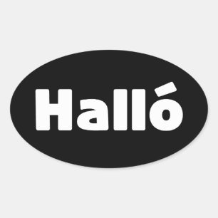 Sticker Ovale Islandais Halló { Hello ) Íslenska