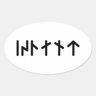 Sticker Ovale Islande ᛁᛋᛚᛅᚾᛏ ~ Runes Futhark jeune