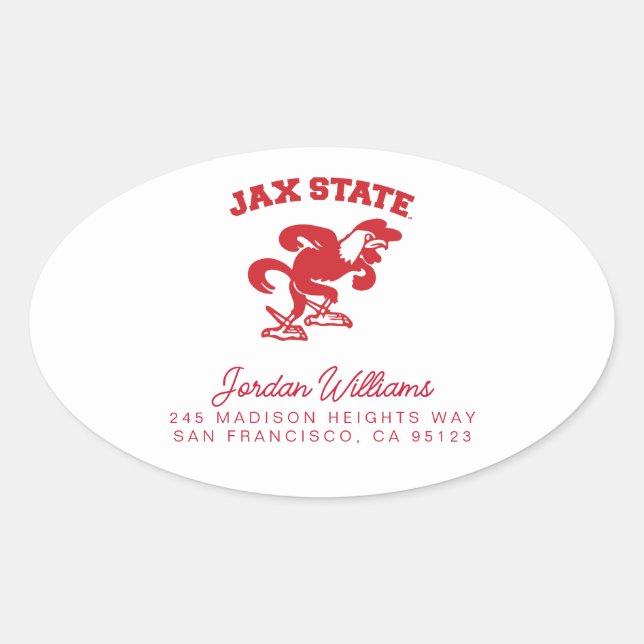 Sticker Ovale Jacksonville State University JAX State Gamecocks (Devant)