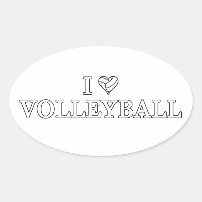 Sticker Ovale J'adore le volley-ball (Devant)