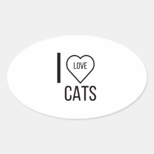 STICKER OVALE J'ADORE LES CHATS