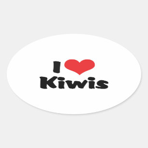 Sticker Ovale J'adore les kiwis à coeur - Amateur de kiwi