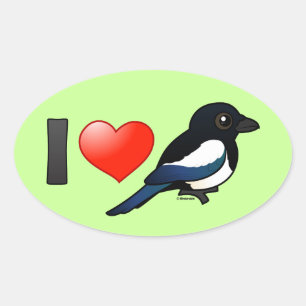 Sticker Ovale J'adore les Magpies