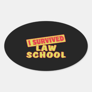 STICKER OVALE J'AI SURVÉCU À L'ÉCOLE DE DROIT