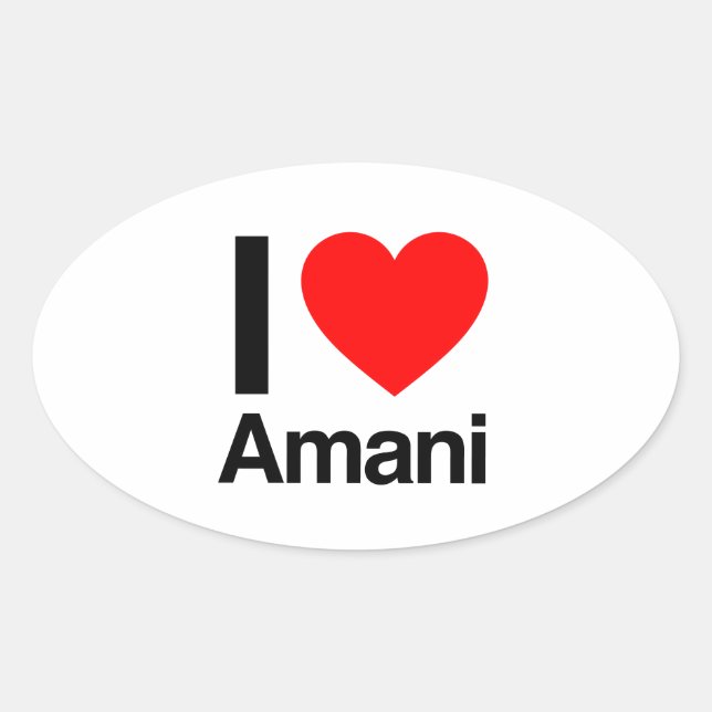 Sticker Ovale j'aime amani (Devant)