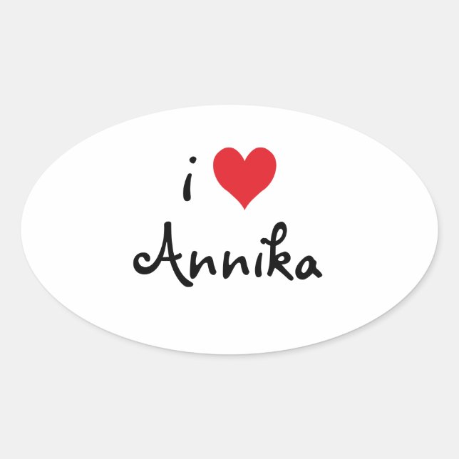 Sticker Ovale J'aime Annika (Devant)