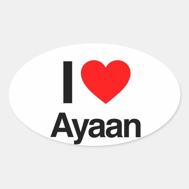Sticker Ovale j'aime ayaan (Devant)