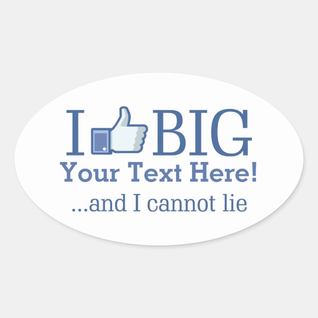 Sticker Ovale J'aime Big Personnalisé avec votre création de tex (Devant)