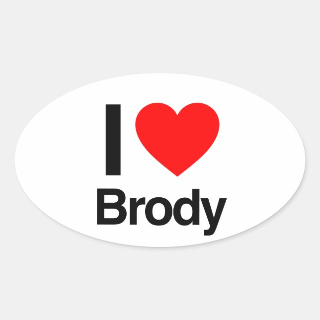 Sticker Ovale j'aime brody (Devant)