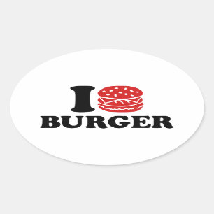 Sticker Ovale J'aime Burger