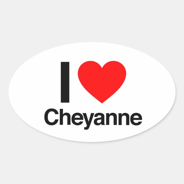 Sticker Ovale j'aime cheyanne (Devant)