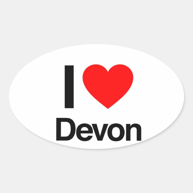 Sticker Ovale j'aime devon (Devant)