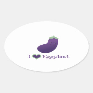 Sticker Ovale J'aime Eggplant