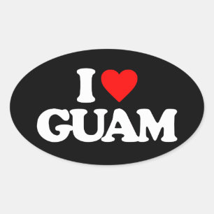 STICKER OVALE J'AIME GUAM