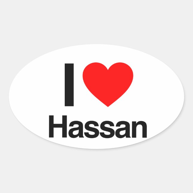 Sticker Ovale j'aime hassan (Devant)