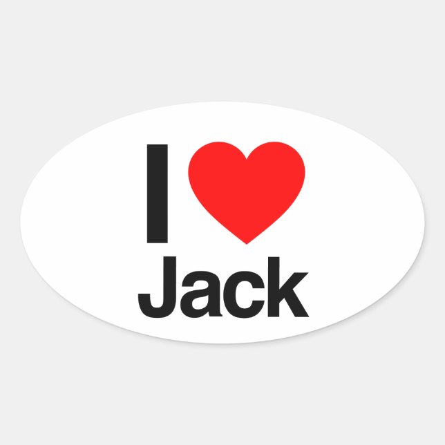 Sticker Ovale j'aime jack (Devant)