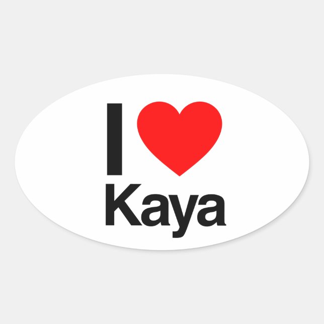 Sticker Ovale j'aime kaya (Devant)