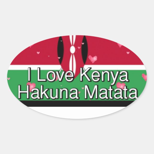 Sticker Ovale J'Aime ! Kenya Hakuna Matata (Devant)