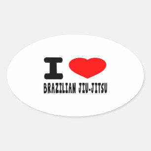 Sticker Ovale J'aime le Brésilien Jiu-Jitsu