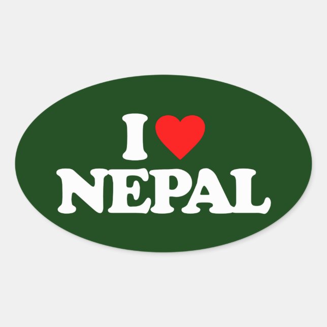 STICKER OVALE J'AIME LE NÉPAL (Devant)