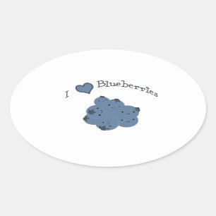 Sticker Ovale J'aime les bleuets