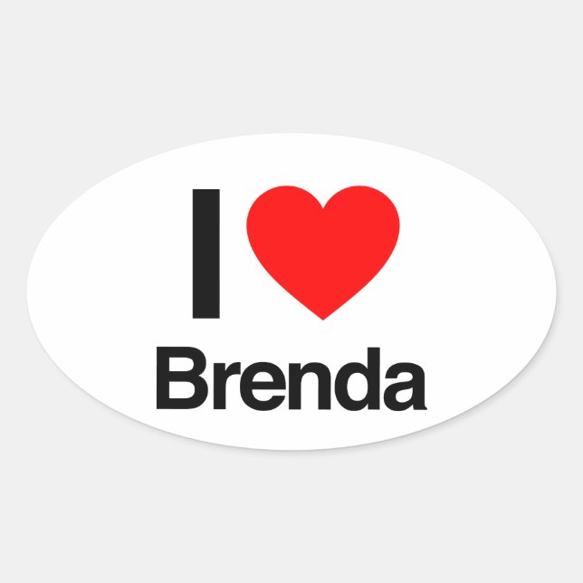 Sticker Ovale j'aime les brenda (Devant)
