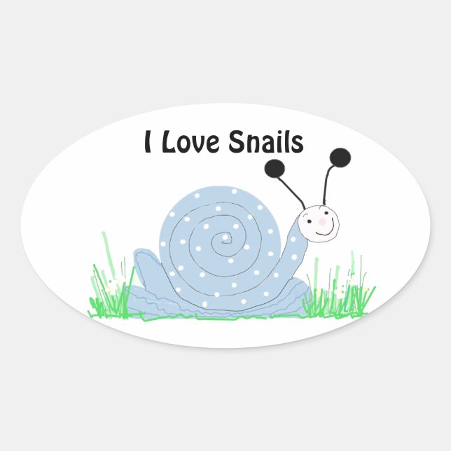 Sticker Ovale J'aime les escargots (Devant)