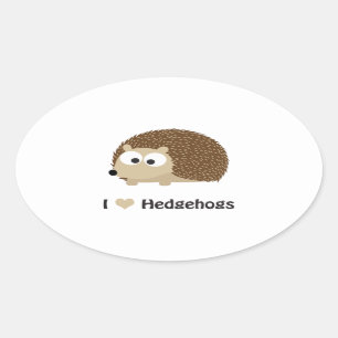 Sticker Ovale J'aime les hérissons