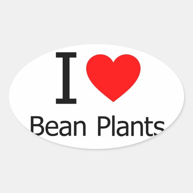 Sticker Ovale J'aime les Plantes de haricots (Devant)