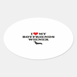 Sticker Ovale J'aime ma saucisse d'amis