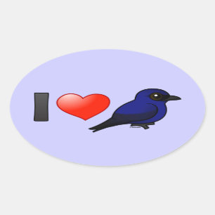 Sticker Ovale J'aime Martins pourpre