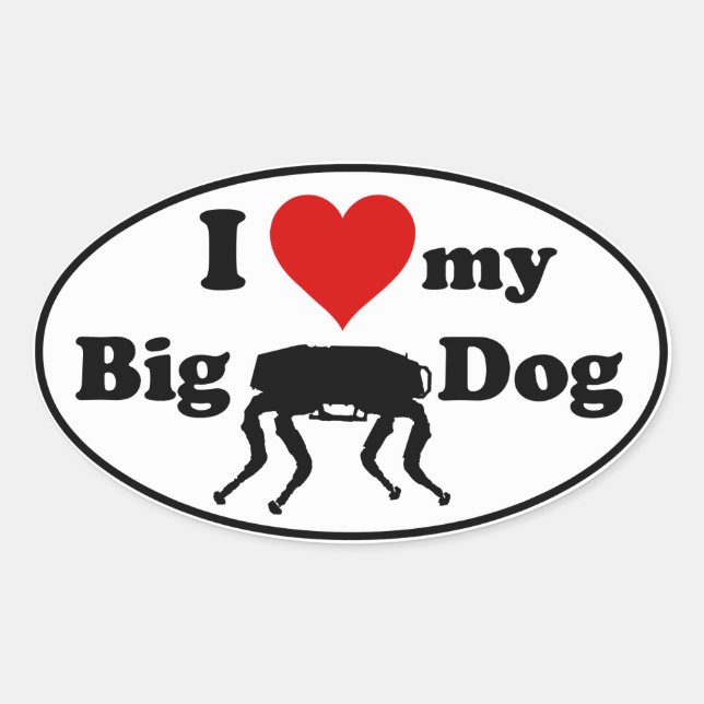 Sticker Ovale J'aime mon gros chien (Devant)