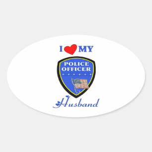 Sticker Ovale J'Aime Mon Mari De Police
