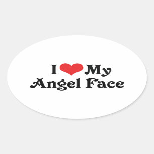 Sticker Ovale J'aime mon visage d'ange