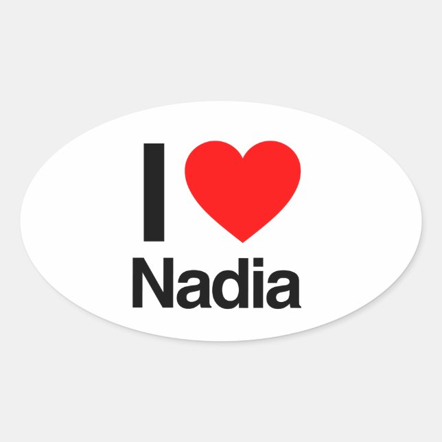 Sticker Ovale j'aime nadia (Devant)