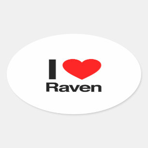 Sticker Ovale j'aime raven