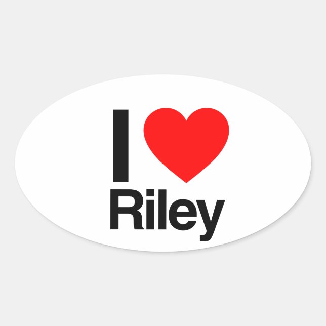 Sticker Ovale j'aime riley (Devant)