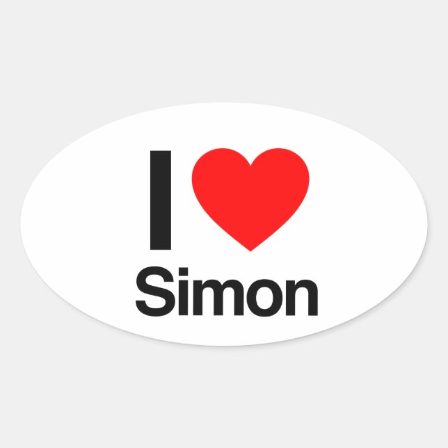 Sticker Ovale j'aime simon (Devant)