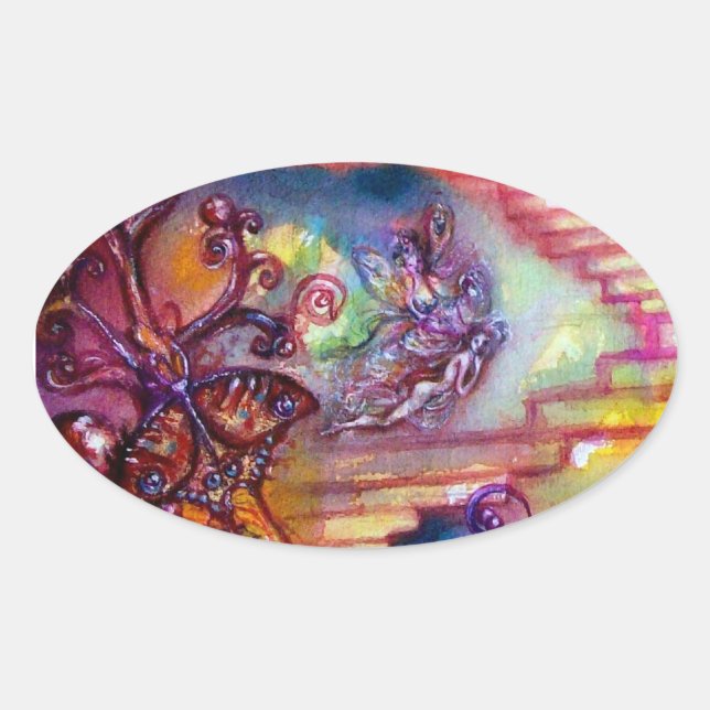 STICKER OVALE JARDIN DES OMBRES PERDUES / ESCALIERS MYSTIQUES (Devant)