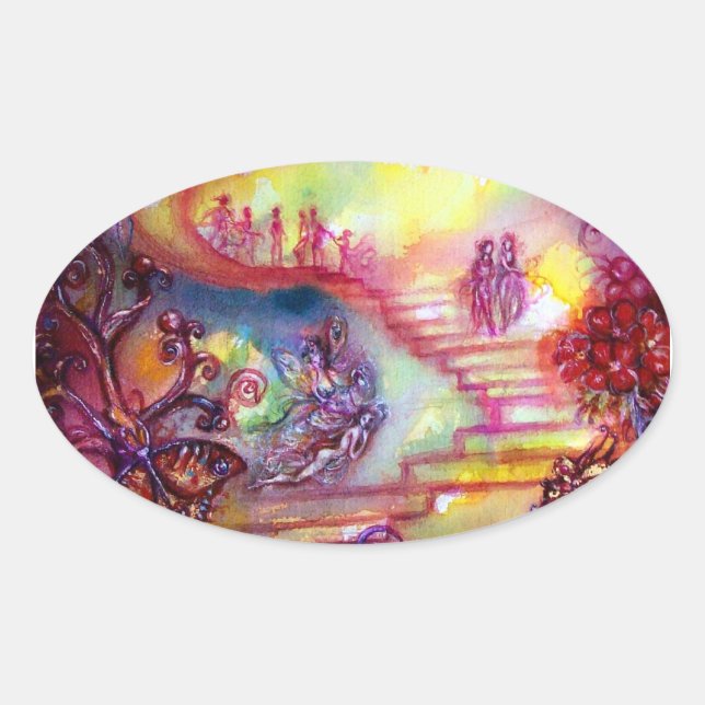 STICKER OVALE JARDIN DES OMBRES PERDUES / ESCALIERS MYSTIQUES (Devant)