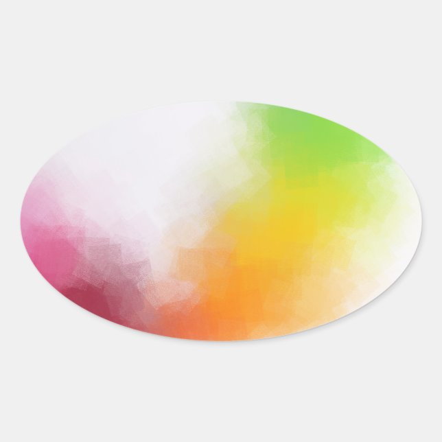 Sticker Ovale Jaune Orange Bleu Vert Rose Rouge tendance Moderne (Devant)