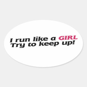 Sticker Ovale Je cours comme une fille
