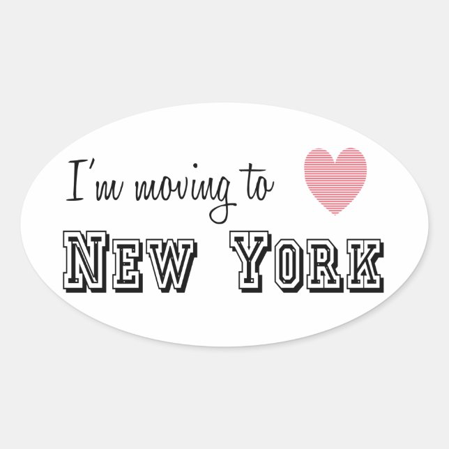 Sticker Ovale Je déménage à New York (Devant)
