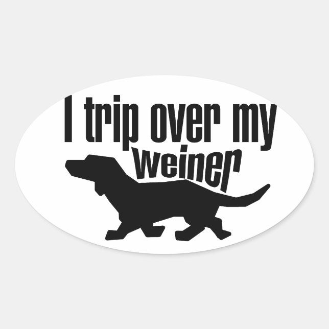 Sticker Ovale Je passe au-dessus de mon chien vierge (Devant)