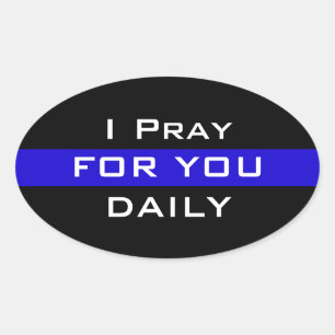 STICKER OVALE JE PRIE POUR VOUS QUOTIDIEN SOUTIEN POLICE BUMPER