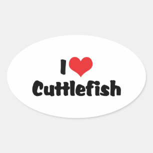 Sticker Ovale Je suis amoureux de la seiche cœur