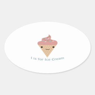 Sticker Ovale Je suis pour la crème glacée